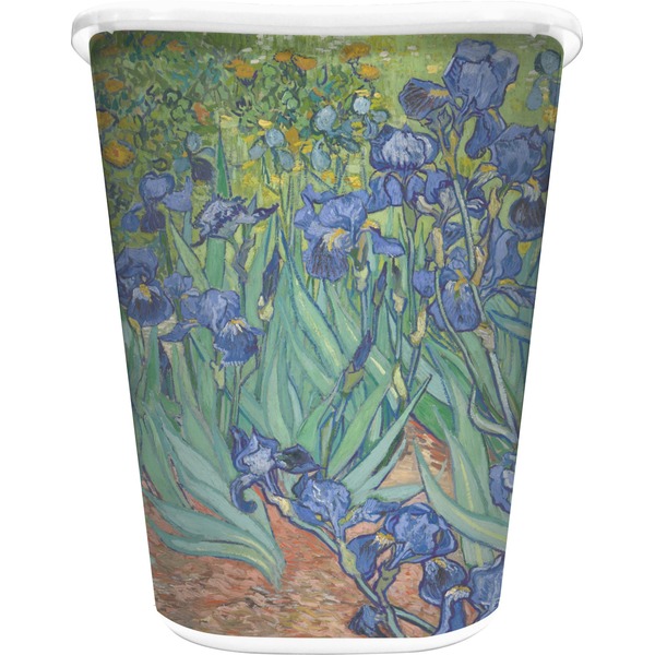Custom Irises (Van Gogh) Waste Basket - Double Sided (White)