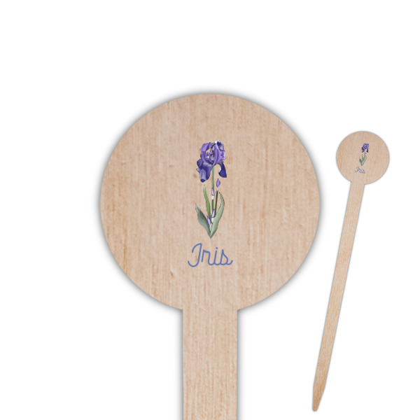 Custom Irises (Van Gogh) 6" Round Wooden Food Picks - Double Sided