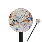 Kandinsky Composition 8 5.5" Round Plastic Stir Sticks - Black - Double Sided