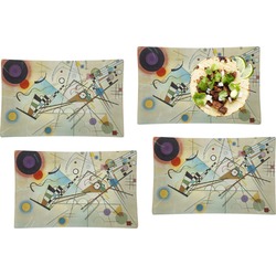 Kandinsky Composition 8 Set of 4 Glass Rectangular Lunch / Dinner Plate
