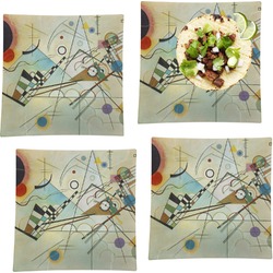 Kandinsky Composition 8 Set of 4 Glass Square Lunch / Dinner Plate 9.5"
