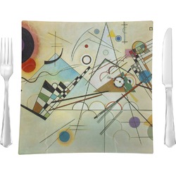 Kandinsky Composition 8 9.5" Glass Square Lunch / Dinner Plate- Single or Set of 4