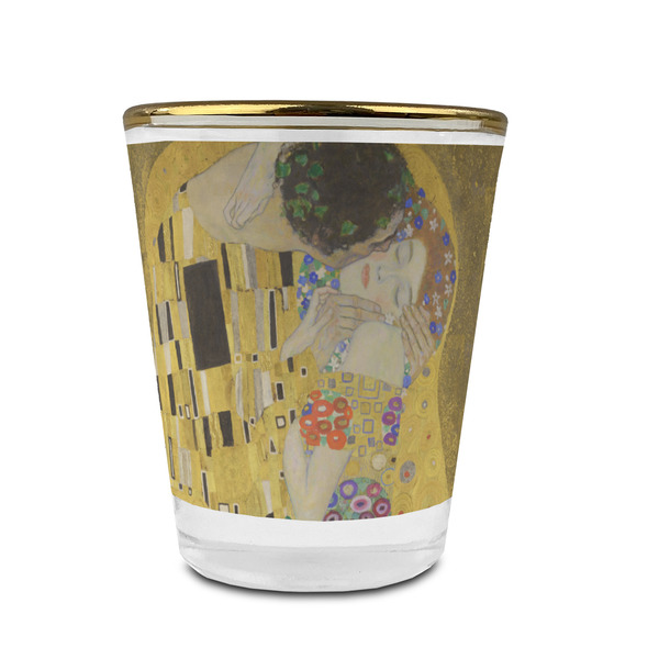 Custom The Kiss (Klimt) - Lovers Glass Shot Glass - 1.5 oz - with Gold Rim - Set of 4