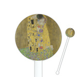 The Kiss (Klimt) - Lovers 5.5" Round Plastic Stir Sticks - White - Single Sided