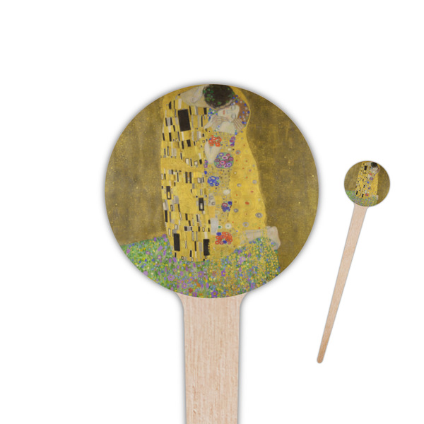 Custom The Kiss (Klimt) - Lovers 4" Round Wooden Food Picks - Double Sided