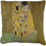 The Kiss (Klimt) - Lovers Faux-Linen Throw Pillow 26"