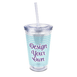 Boho Print Acrylic Tumbler with Straw