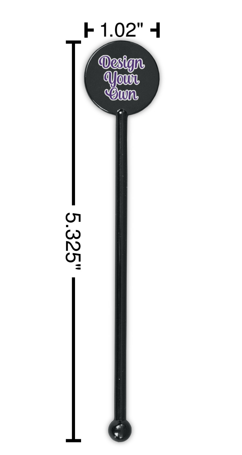 Design Your Own 5.5 Round Plastic Stir Sticks - Black - Double-Sided