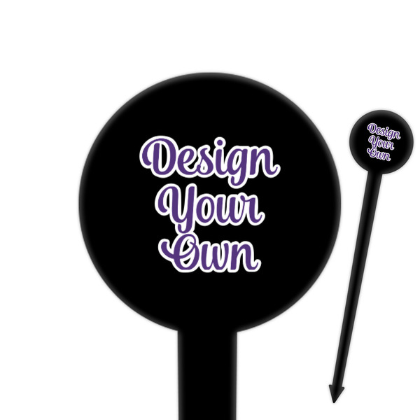 Design Your Own 6" Round Plastic Food Picks - Black - Single-Sided
