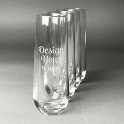 Design Your Own Champagne Flute - Stemless - Laser Engraved - Set of 4