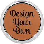 Design Your Own Leatherette Round Coaster w/ Silver Edge