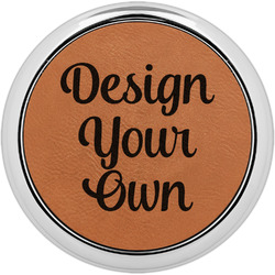 Design Your Own Leatherette Round Coasters w/ Silver Edge - Set of 4