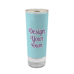 Design Your Own 2 oz Shot Glass - Glass with Gold Rim - Single