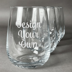 Design Your Own Stemless Wine Glasses - Laser Engraved- Set of 4