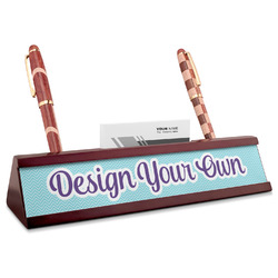Design Your Own Red Mahogany Nameplate with Business Card Holder