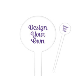 Design Your Own 4" Round Plastic Food Picks - White - Double-Sided