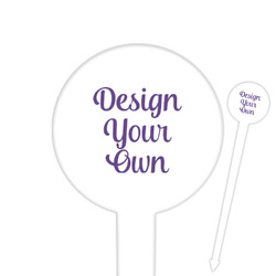 Design Your Own 6" Round Plastic Food Picks - White - Single-Sided