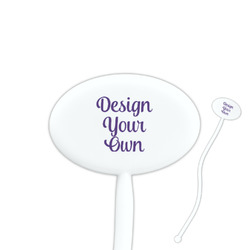 Design Your Own 7" Oval Plastic Stir Sticks - White - Single-Sided