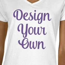 Design Your Own Women's V-Neck T-Shirt - White