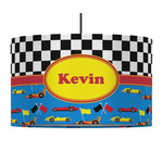 Racing Car 12" Drum Pendant Lamp - Fabric (Personalized)