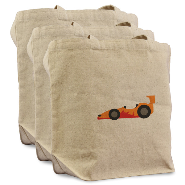 Custom Racing Car Reusable Cotton Grocery Bags - Set of 3