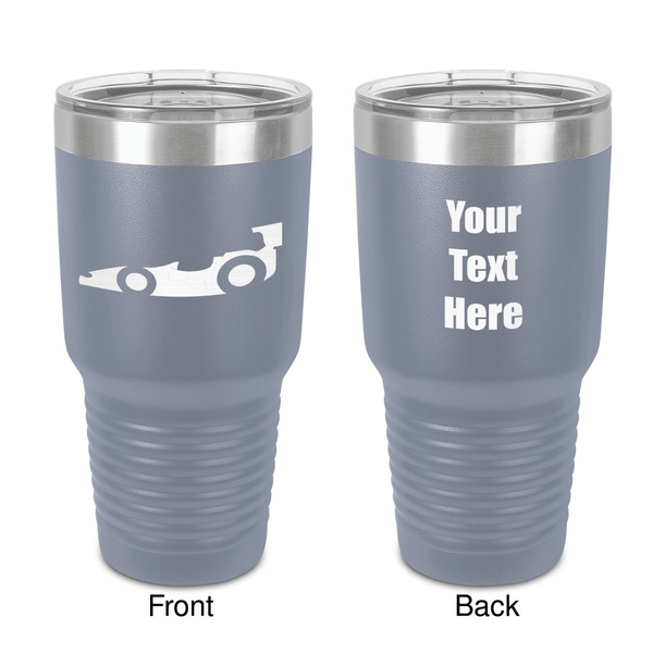 Custom Racing Car 30 oz Stainless Steel Tumbler - Grey - Double-Sided (Personalized)