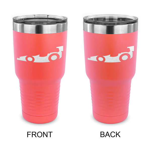 Custom Racing Car 30 oz Stainless Steel Tumbler - Coral - Double Sided (Personalized)