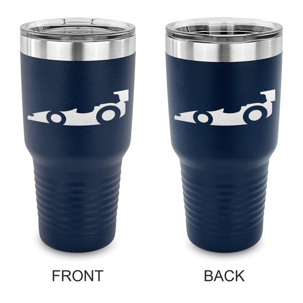 Custom Racing Car 30 oz Stainless Steel Tumbler - Navy - Double Sided (Personalized)