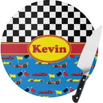 Racing Car Round Glass Cutting Board - Small (Personalized)