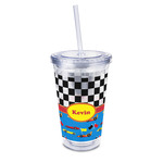 Racing Car 16oz Double Wall Acrylic Tumbler with Lid & Straw - Full Print (Personalized)