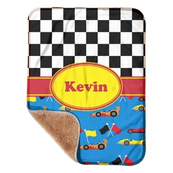Racing Car Sherpa Baby Blanket - 30" x 40" w/ Name or Text