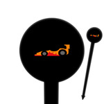 Racing Car 6" Round Plastic Food Picks - Black - Single Sided