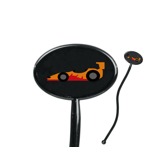 Custom Racing Car 7" Oval Plastic Stir Sticks - Black - Double Sided