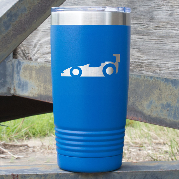 Custom Racing Car 20 oz Stainless Steel Tumbler - Royal Blue - Double Sided (Personalized)