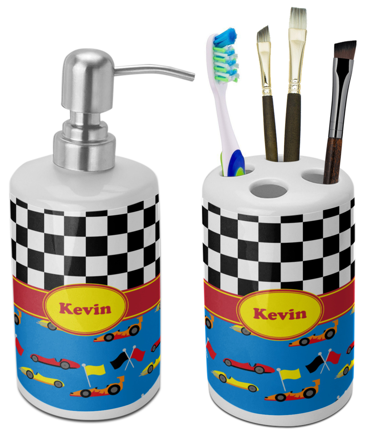 Racing Car Ceramic Bathroom Accessories Set (Personalized ...