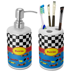 Racing Car Ceramic Bathroom Accessories Set (Personalized)
