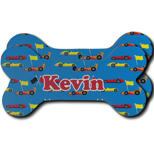 Custom Racing Car Ceramic Dog Ornament - Front & Back w/ Name or Text