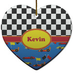 Racing Car Heart Ceramic Ornament w/ Name or Text