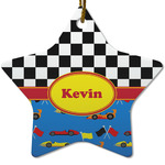 Racing Car Star Ceramic Ornament w/ Name or Text