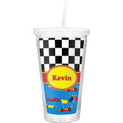 Racing Car Double Wall Tumbler with Straw (Personalized)