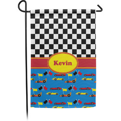 Racing Car Small Garden Flag - Single Sided w/ Name or Text
