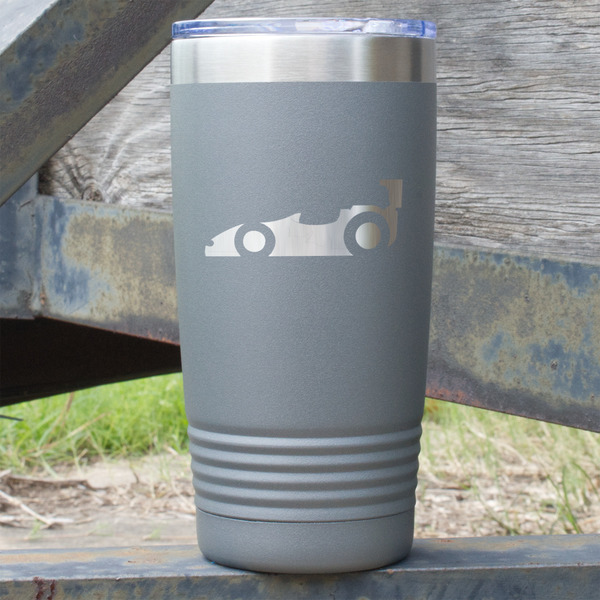 Custom Racing Car 20 oz Stainless Steel Tumbler - Grey - Double Sided (Personalized)