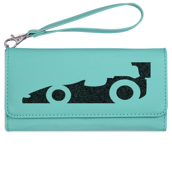 Custom Racing Car Ladies Leatherette Wallet - Laser Engraved- Teal