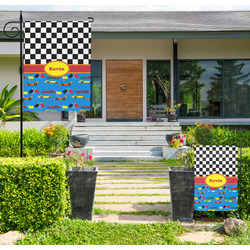 Racing Car Large Garden Flag - Single Sided (Personalized)