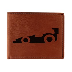 Racing Car Leatherette Bifold Wallet - Double Sided (Personalized)