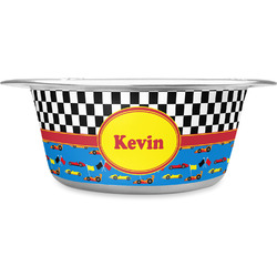 Racing Car Stainless Steel Dog Bowl - Medium (Personalized)
