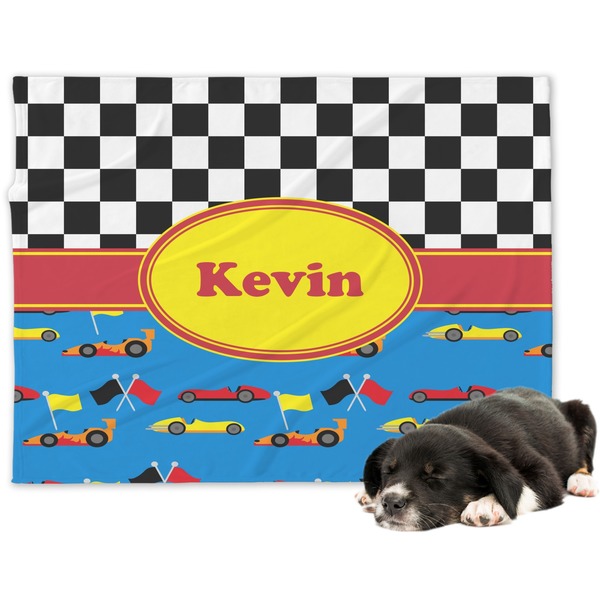 Custom Racing Car Dog Blanket - Large (Personalized)