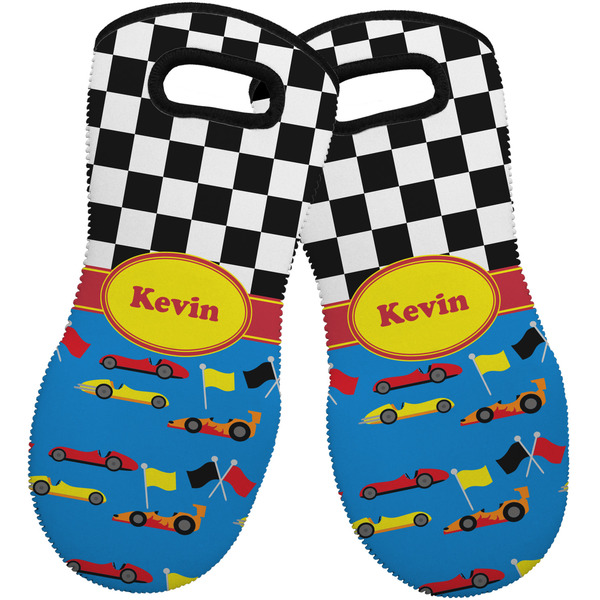 Custom Racing Car Neoprene Oven Mitts - Set of 2 w/ Name or Text