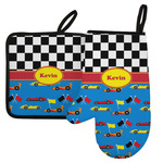 Racing Car Left Oven Mitt & Pot Holder Set w/ Name or Text