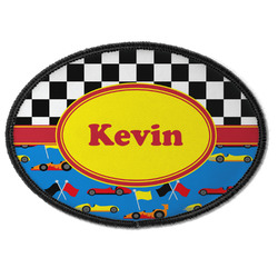 Racing Car Iron On Oval Patch w/ Name or Text